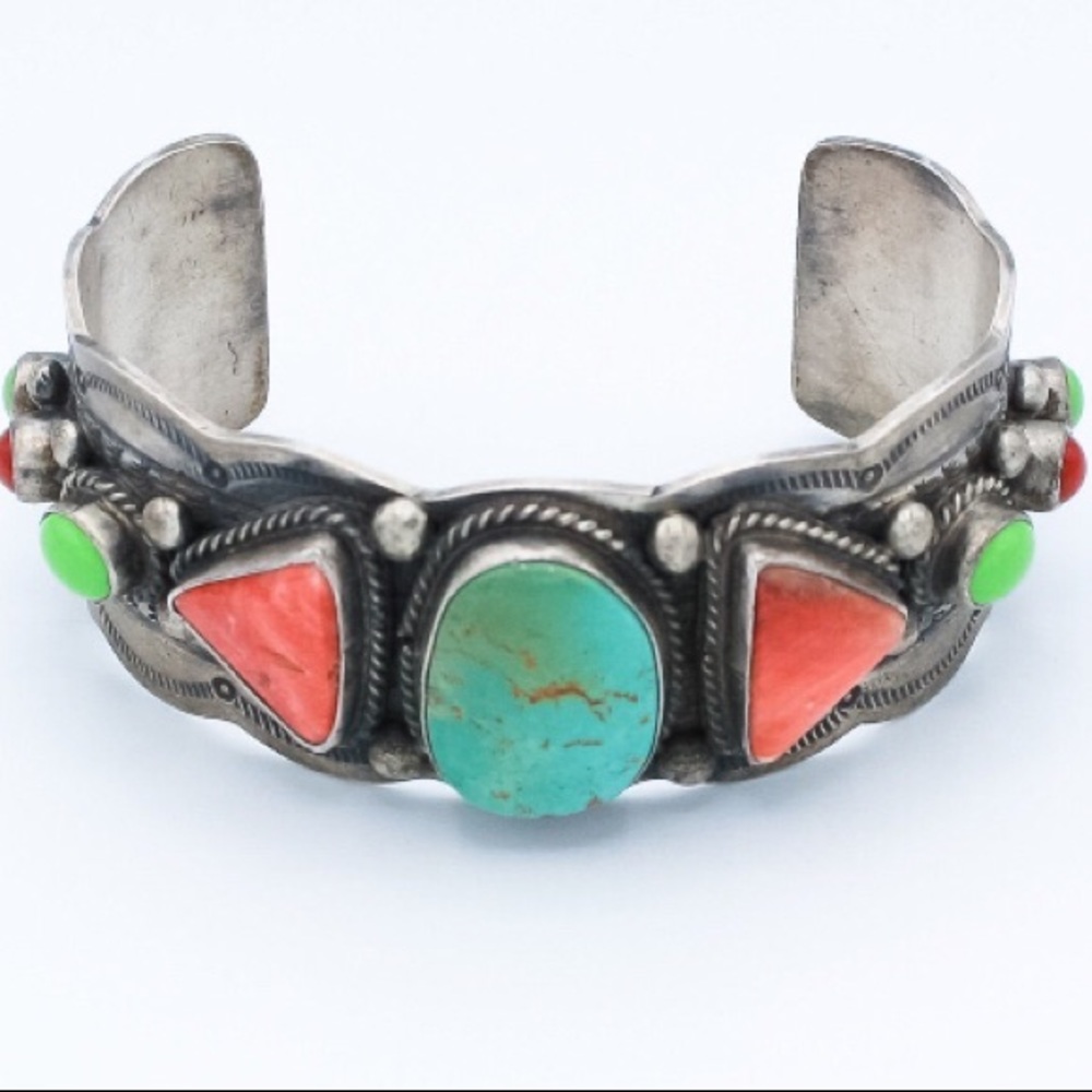 Vintage Turquoise, Shell, Gaspeite Cuff OP0120 - Picture 6 of 6